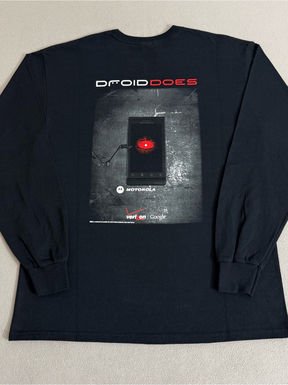 Vintage Motorola Droid Phone T-shirt Large Google Verizon Android Y2K Tech